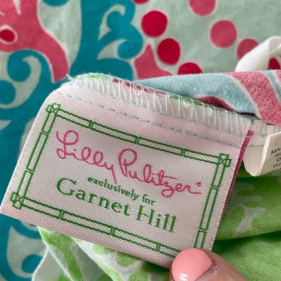 LILLY PULITZER Queen Duvet Cover Checking In Gecko Print Preppy Colorful Resort - Picture 5 of 7